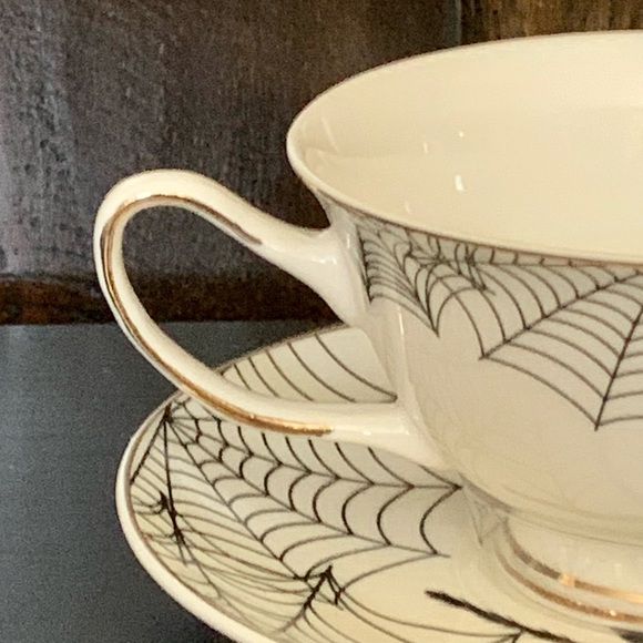 Spooky Spider with Spider Webs Ceramic Halloween Tea Cup and Saucer Set - Picture 8 of 9